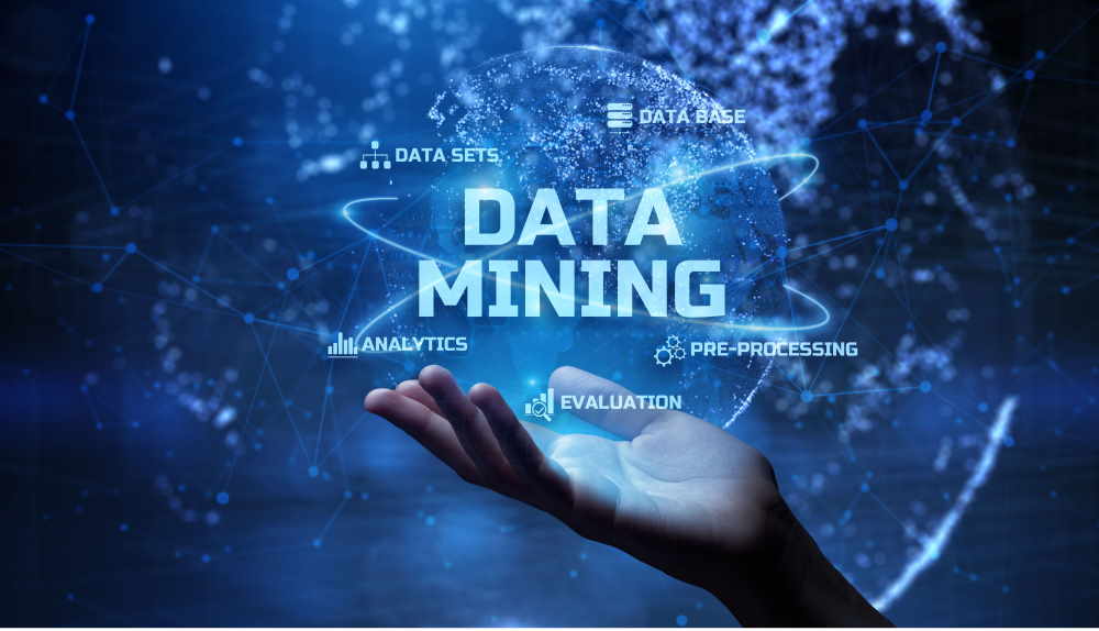 Data mining information technology concept on futuristic virtual screen Data mining information technology concept on futuristic virtual screen